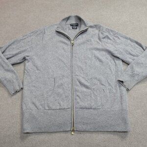 Sutton Studio Womens Sweater 2X Gray Full Zip 100% Cashmere Cardigan